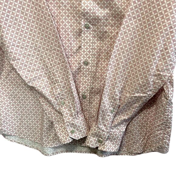 Ted Baker Cotton Button Down Shirt Men's Sz 5 (L) Pink Geometric Print Modern - Picture 5 of 6
